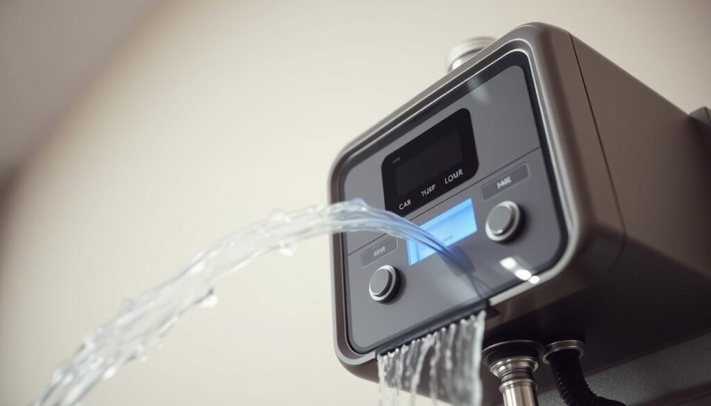 A close-up shot of an instantaneous gas hot water heater, with a focus on the control panel and ignition mechanism. The device is positioned against a neutral, minimalist background, allowing the key components to take center stage. The lighting is bright and evenly distributed, revealing the sleek, modern design and intricate workings of the system. The angle emphasizes the flow of the water, with a subtle mist or steam effect to convey the notion of continuous, on-demand hot water. The overall mood is one of functionality, precision, and technical proficiency, aligning with the subject matter of the article.